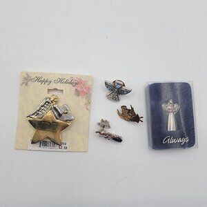 LOT OF VINTAGE To NOW Angel Pins‎ Brooch Religious Faith Hope Lapel Hat